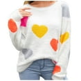 thumbnail image 1 of Lovskoo Sweaters for Women Comfortable Love Print Long Sleeve Round Neck Sweater Top White, 1 of 5