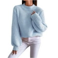 thumbnail image 1 of Lovskoo Sweaters for Women Long Sleeve Solid Casual Sweater Round Neck Warm Tight Pullover Sky Blue, 1 of 6
