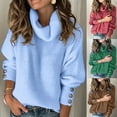 thumbnail image 1 of Lovskoo Sweaters for Women Long Sleeve Stitching Turtleneck Top Casual Loose Knitted Sweaters Blouse Green, 1 of 5