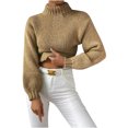 thumbnail image 1 of Lovskoo Sweaters for Women Long Sleeve Turtleneck Casual Pullover Sweater Khaki, 1 of 5