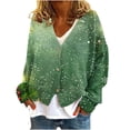 thumbnail image 1 of Lovskoo Women's Christmas Knit Cardigan Sweaters Casual Floral Print Long Sleeve Open Front Button Up Fall Sweater Jackets G-Green, 1 of 5
