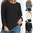 thumbnail image 1 of Lovskoo Sweaters for Women Round Neck Knitwear Elegant 3/4 Sleeve Comfort Shirt Gray, 1 of 6