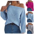 thumbnail image 1 of Lovskoo Sweaters for Women Trendy Casual Long Sleeve Off-The-Shoulder Solid Ladies Warmth Tops Blouse Gray, 1 of 8