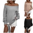 thumbnail image 1 of Lovskoo Sweaters for Women Trendy Casual Long Sleeve Pullover Off-The-Shoulder Strappy Sweater Tops Black, 1 of 8