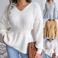 thumbnail image 1 of Lovskoo Sweaters for Women Trendy Casual Long Sleeve V-Neck Keeping Outing Blouse Sweater White, 1 of 9