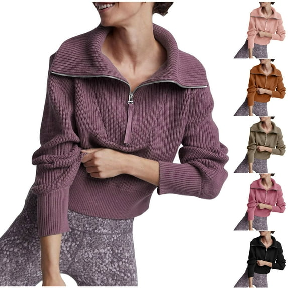Lovskoo Sweaters for Women Trendy Casual Solid Color Lapel Collar Long Sleeve Loose T-Shirt Blouse Pullover Tops Pink