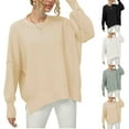 thumbnail image 1 of Lovskoo Sweaters for Women Trendy Casual Solid Color Long Sleeve Round-Neck Sweater Gray, 1 of 8
