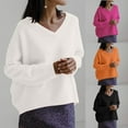 thumbnail image 1 of Lovskoo Sweaters for Women Trendy Casual Wear Style Long Sleeve V-Neck Sweater Black, 1 of 8