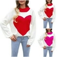 thumbnail image 1 of Lovskoo Sweaters for Women Trendy Comfortable Printing Long Sleeve Round Neck Sweater Top Red, 1 of 8
