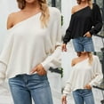 thumbnail image 1 of Lovskoo Sweaters for Women Trendy Comfortable Soild Cold Shoulder Long Sleeve Sweater Top White, 1 of 5