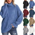 thumbnail image 1 of Lovskoo Sweaters for Women Trendy Long Sleeve Pullove Turtleneck Casual Sweater Tops Dark Blue, 1 of 7