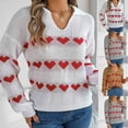 thumbnail image 1 of Lovskoo Sweaters for Women Trendy Print Long Sleeve V-Neck Keeping Warm Outing Blouse Sweater Khaki, 1 of 8