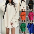 thumbnail image 1 of Lovskoo Sweaters for Women Trendy Round Neck Medium Long Knitted Long Sleeve Sweater Top Jacket Watermelon Red, 1 of 6