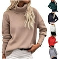 thumbnail image 1 of Lovskoo Sweaters for Women Turtleneck Long Sleeve Solid Color Sweater Top Orange, 1 of 7