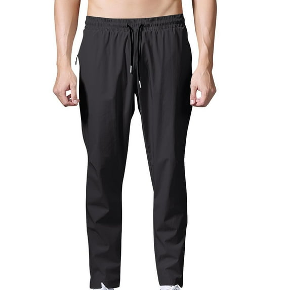 Lovskoo Sweatpants for Men Jogger Yoga Trendy Casual Solid Color Pockets Elastic Drawstring Sports Fitness Pants Dark Gray