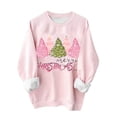 thumbnail image 1 of Lovskoo Sweatshirt for Women Christmas Printed Long Sleeves Blouse Round Neck Casual Tunic Tops Pink, 1 of 4