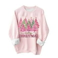 thumbnail image 1 of Lovskoo Sweatshirt for Women Christmas Printed Long Sleeves Blouse Round Neck Casual Tunic Tops Pink, 1 of 4