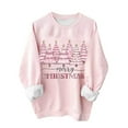 thumbnail image 1 of Lovskoo Sweatshirt for Women Christmas Printed Long Sleeves Blouse Round Neck Casual Tunic Tops Pink, 1 of 4