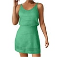 thumbnail image 1 of Lovskoo Swimsuit Coverup for Women Sleeveless Summer 2024 Crochet Hollow Out Knit Beach Bathing Suit Swim Cover Ups Outfits Vacation Dresses Green S, 1 of 7