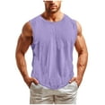thumbnail image 1 of Lovskoo Tank Top for Men Round Neck Sleeveless Casual Trendy Solid Color Hollow Tank Top Shirts Vacation Beach Summer Tops Purple, 1 of 6
