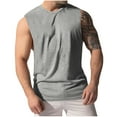 thumbnail image 1 of Lovskoo Tank Top for Men Round Neck Sleeveless Solid Color Side Split Waistband Fitness Sport Vacation Beach Summer Tops Gray, 1 of 6