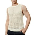 thumbnail image 1 of Lovskoo Tank Top for Men Round Neck Sleeveless Trendy Hollow Out Casual Solid Color Blouse Shirt Tank Top Vacation Beach Summer Tops Beige, 1 of 7