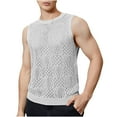 thumbnail image 1 of Lovskoo Tank Top for Men Round Neck Sleeveless Trendy Hollow Out Casual Solid Color Blouse Shirt Tank Top Vacation Beach Summer Tops Gray, 1 of 4