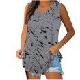 thumbnail image 1 of Lovskoo Tank Tops for Women Print Tops V-Neck Basic Undershirt Casual Flowy Summer Sleeveless T-Shirt Gray L, 1 of 6