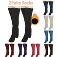 thumbnail image 1 of Lovskoo Teddy Legs Fuzzy Socks Over Knee Winter Leg Warmers Plush Slipper Socks for Women Christmas Home Sleeping 2Pairs Socks Purple, 1 of 6