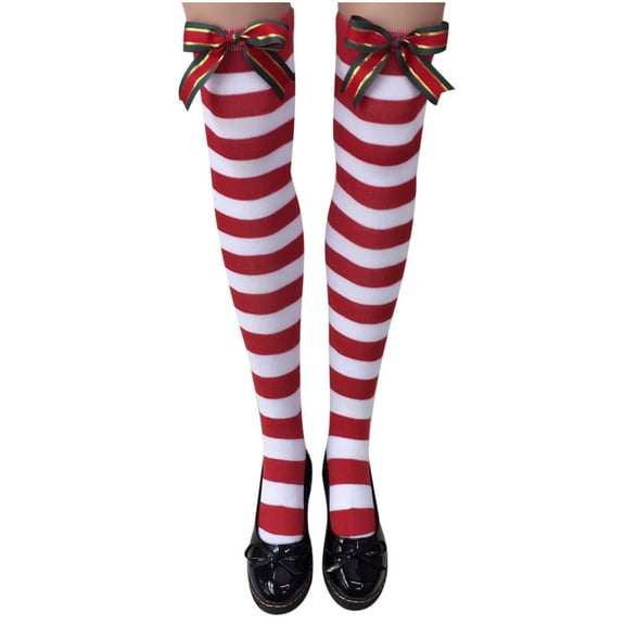 Lovskoo Thigh High Socks Extra Long Over The Knee Christmas Long Tube Knee Socks Striped Garter Cute Accessories Christmas Party Long Stocking for Women Leg Warmer Sky Blue