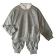 thumbnail image 1 of Lovskoo Toddler Baby Girl Clothes Winter Solid Color Long Sleeve Pullover Sweatshirt Pants 2Pcs Fall Outfits Set Gray, 1 of 4