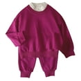 thumbnail image 1 of Lovskoo Toddler Baby Girl Clothes Winter Solid Color Long Sleeve Pullover Sweatshirt Pants 2Pcs Fall Outfits Set Hot Pink, 1 of 3