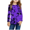 thumbnail image 1 of Zwiiyzr Toddler Baby Girl Long Sleeve Sweatshirt Crew Neck Tops Basic Tie-Dye Sweater Shirts Kid Fall Clothes 3-14 Years Purple, 1 of 7
