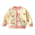 thumbnail image 1 of Zwiiyzr Toddler Baby Girls Knit Cardigans Long Sleeve Crewneck Knit Winter Warm Sweater Toddler Button Tops Coat Outwear 1-8 Years Beige, 1 of 3
