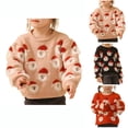 thumbnail image 1 of Lovskoo Toddler Baby Girls Knit Sweater for 2-7 Years Trendy Christmas Lattice Long Sleeves Comfortable Leisure Loose Pocket Tops Blouse Pink, 1 of 3