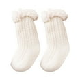 thumbnail image 1 of Lovskoo Toddler Baby Slipper Socks 0-3 Years Super Thick Wool Lamb Velvet Over The Calf Children Floor Socks Solid Fleece Non-Slip Baby Socks Beige, 1 of 6