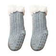 thumbnail image 1 of Zwiiyzr Toddler Baby Slipper Socks 0-3 Years Super Thick Wool Lamb Velvet Over The Calf Children Floor Socks Solid Fleece Non-Slip Baby Socks Gray, 1 of 7