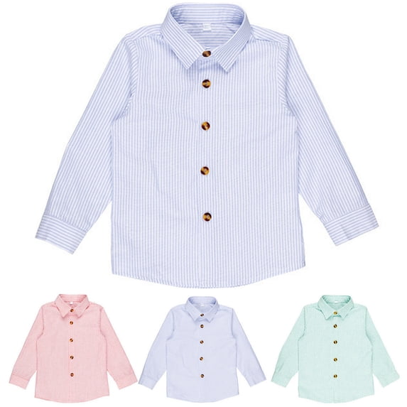 Zwiiyzr Toddler Big Kids Little Boys Long Sleeve Button Down Casual Dress Shirt Kids Fall Tops 2-9 Years Pink