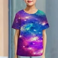 thumbnail image 1 of Zwiiyzr Toddler Boys Girls 3D Graphic Shirts Colorful Space Cool Crewneck T-Shirt Unisex Short Sleeve Top Tees 3-14 Years Multicolor, 1 of 5