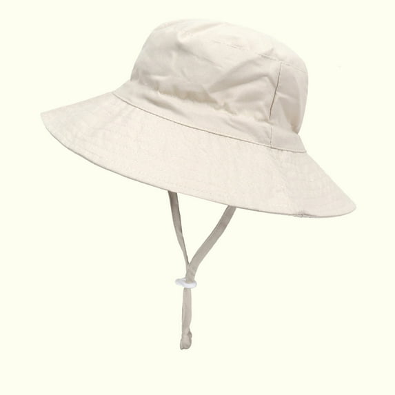 Lovskoo Toddler Boys Girls Cotton Bucket Hat Summer Sun Hat for Sun Protection Baby Fashion Cute Solid Color Sunscreen Cap Beige