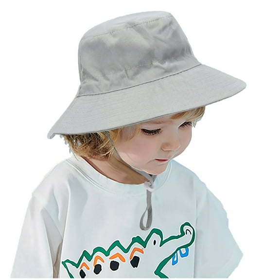 Lovskoo Toddler Boys Girls Cotton Bucket Hat Summer Sun Hat for Sun Protection Baby Fashion Cute Solid Color Sunscreen Cap Gray