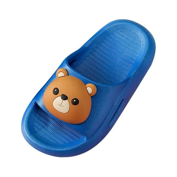 Zwiiyzr Toddler Boys Girls Shoes 18 Months-8 Years Slippers Slide Sandals Children Summer Cartoon Animals Baby Bathing Shoes for In The Bathroom Blue
