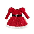 thumbnail image 1 of Zwiiyzr Toddler Girls Christmas Tulle Dresses Velvet Puff Sleeve Santa Claus Red Princess Tutu Dress Furry Trim Dress with Headband 1-5T Red, 1 of 5