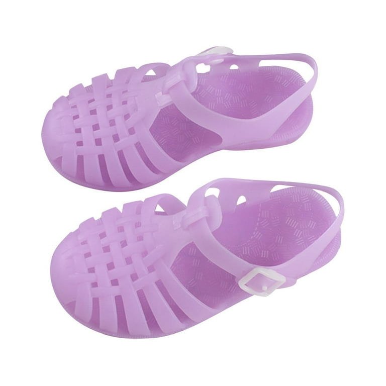 Lovskoo Toddler Girls Jelly Sandal for 12-18 Months Old Hollow Out Non-slip  Shoes Cute Candy Colors Soft Sole Beach Roman Sandals Purple 