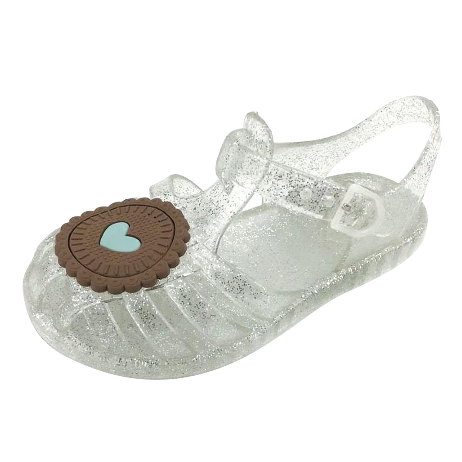 Lovskoo Toddler Girls Jelly Sandal for 2-3 Years Old Hollow Out Non-slip Cute Fruit Soft Sole Beach Roman Sandals White