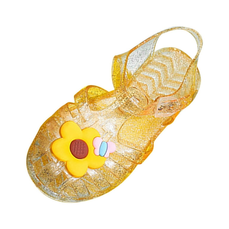 Lovskoo Toddler Girls Jelly Sandal for 2 Years Old Hollow Out Non-slip Cute  Fruit Soft Sole Beach Roman Sandals Yellow 