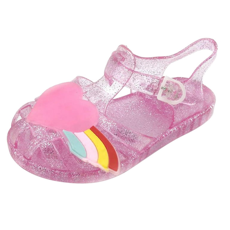 Lovskoo Toddler Girls Jelly Sandal for 3-4 Years Old Hollow Out Non-slip  Cute Fruit Soft Sole Beach Roman Sandals Pink 