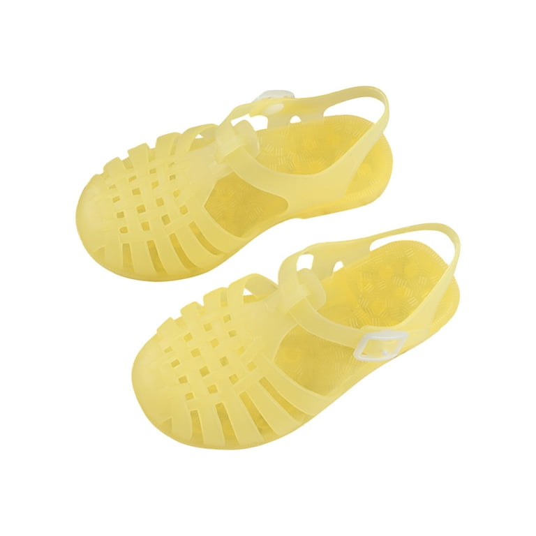 Lovskoo Toddler Girls Jelly Sandal for 3-4 Years Old Hollow Out Non-slip  Shoes Cute Candy Colors Soft Sole Beach Roman Sandals Yellow 