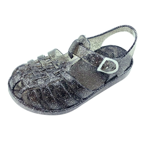 Zwiiyzr Toddler Girls Jelly Sandal for 3 Years Old Hollow Out Non-slip Cute Fruit Soft Sole Beach Roman Sandals Black