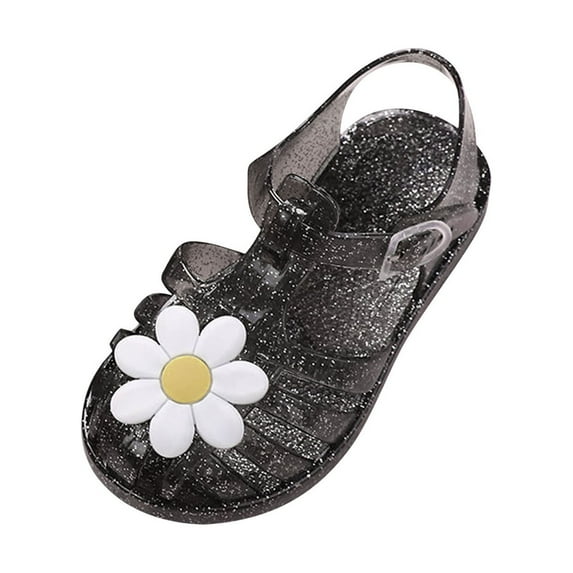 Zwiiyzr Toddler Girls Jelly Sandal for 3 Years Old Hollow Out Non-slip Cute Fruit Soft Sole Beach Roman Sandals Black